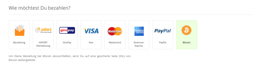 Lieferando.de bitcoin payment option.