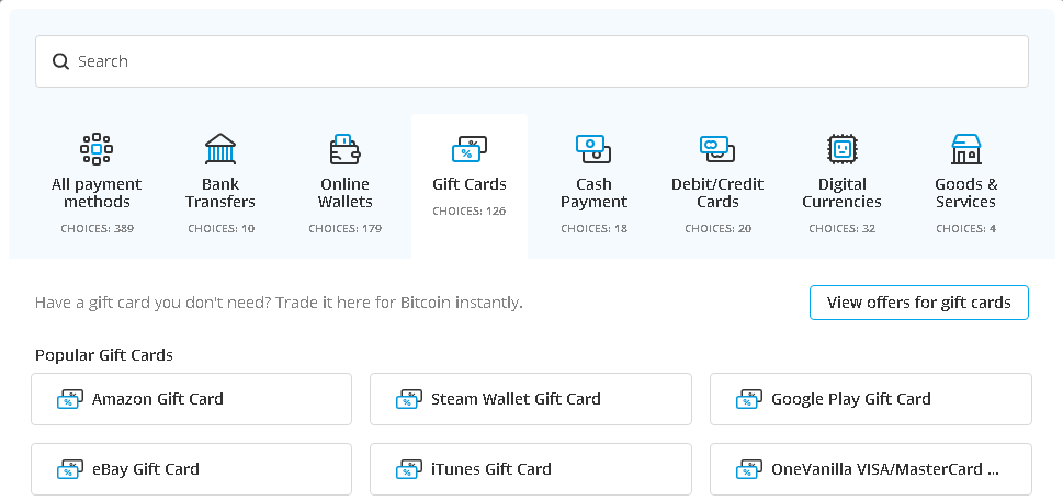 paxful gift card option